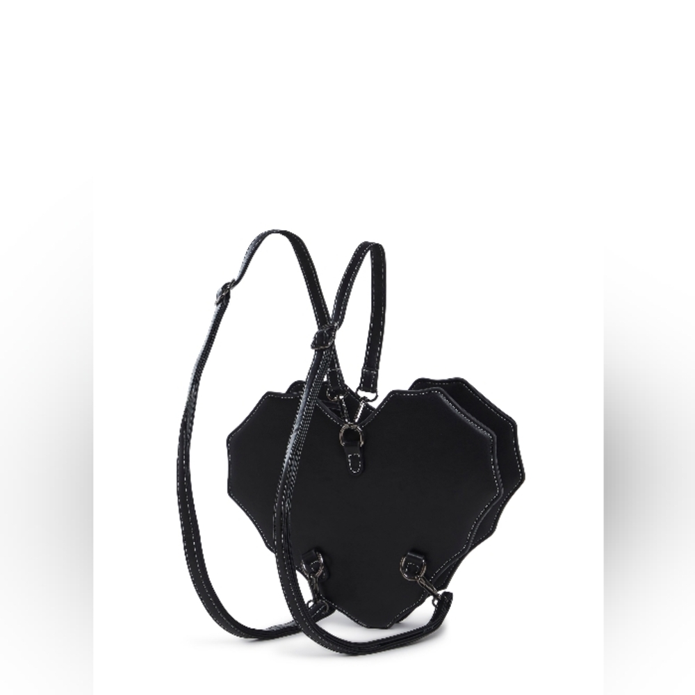 Black Heart w Spider Web Design Backpack / Shoulder Bag New - Picture 6 of 12